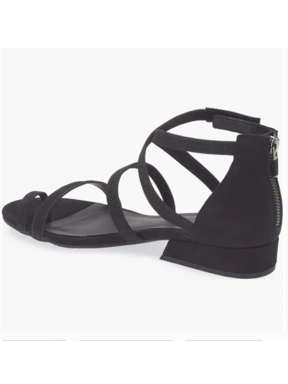 Eileen Fisher Emily Zip Sandals Black Minimalist Strappy Leather New! - Picture 3 of 10